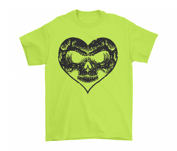 Heart Skull T-shirt - T-shirt (575x492), Png Download