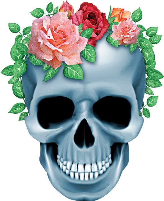 Skull Shirt, Skull With Flower Headband Shirt, Sugar (675x675), Png Download