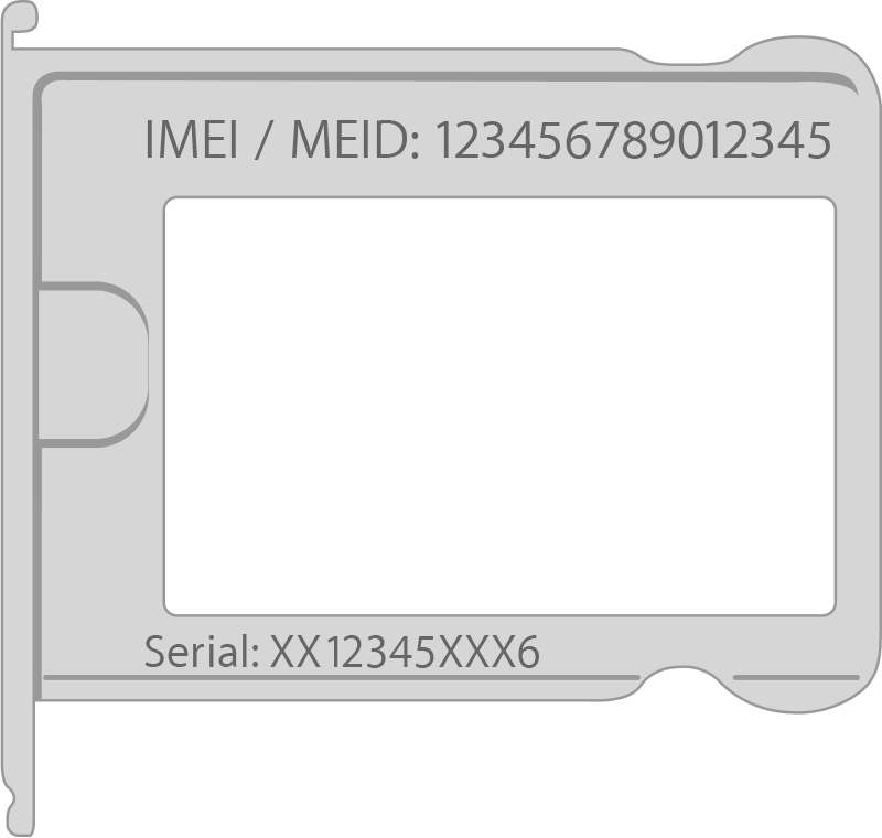 Find The Serial Number And Imei/meid On The Sim Tray - Font (800x760), Png Download