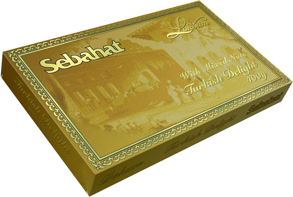 Mixed Nuts Turkish Delight In Embossed Gold Box - Box (1024x690), Png Download