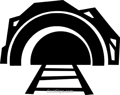 Train Tracks Leading Into A Tunnel Royalty Free Vector - Tunnel Vector Png (480x381), Png Download