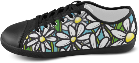 White Daisy Field Flowers Women's Canvas Shoes - Feld Der Blumen Des Weißen Gänseblümchens Postkarte (500x500), Png Download