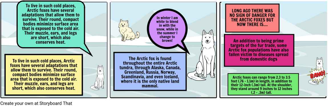 Arctic Foxes - Cartoon (1164x385), Png Download