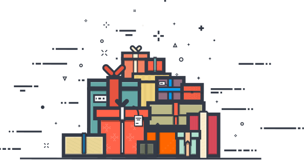 Pile Of Presents - Gift (594x314), Png Download
