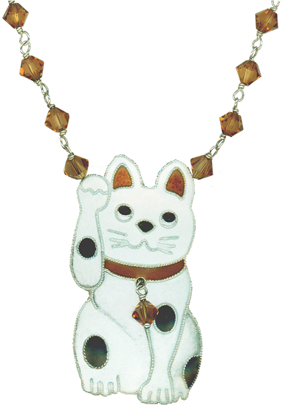 Lucky Cat Crystal Neck (900x900), Png Download