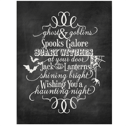 Ghost And Goblins Chalkboard Word Art Svg Scrapbook - Portable Network Graphics (432x432), Png Download
