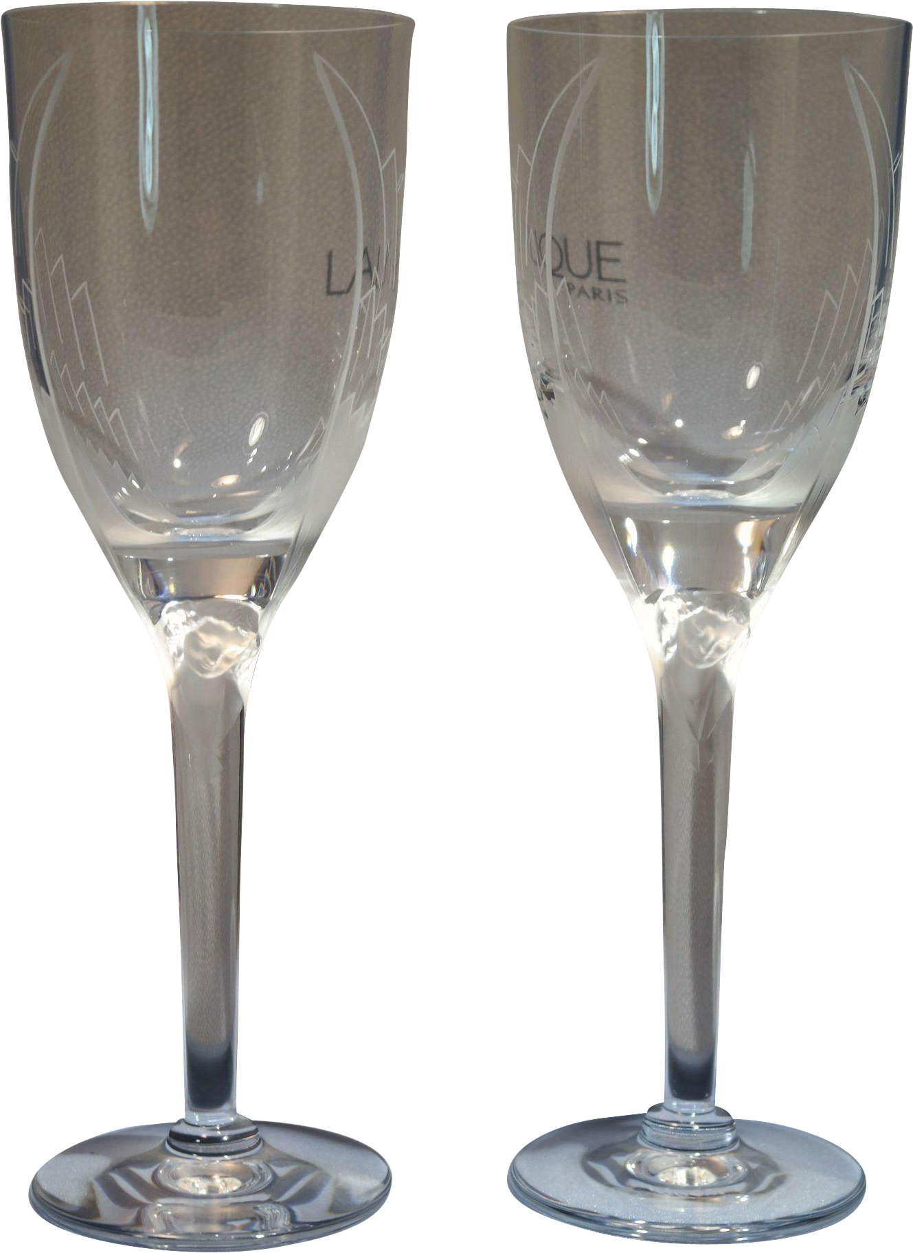 French Lalique Clear Glass Angel/cherub Faces Pair - Wine Glass (1824x1824), Png Download