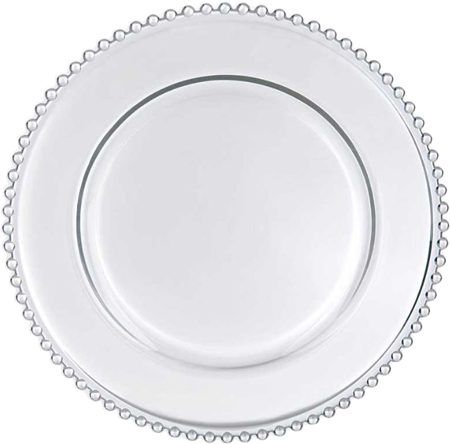 13" Clear Glass Beaded Charger Plate (701x701), Png Download