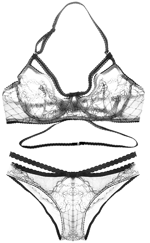 Juego De Sujetadores De Encaje De Corte Alto Sin Relleno - Bra (600x798), Png Download