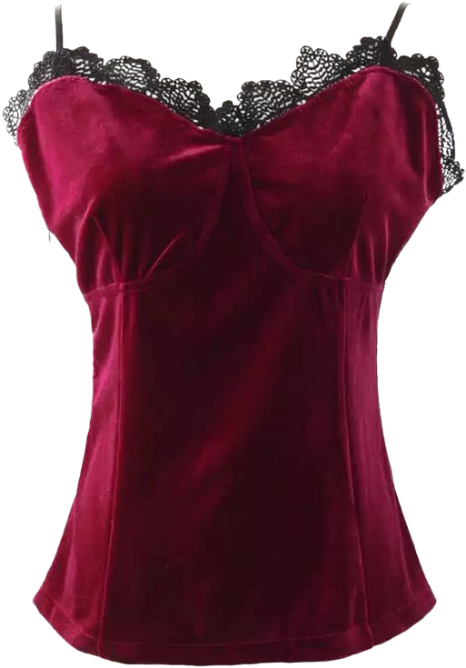 Embellecido Cami De Encaje Sin Mangas De Terciopelo - Fashion (600x798), Png Download