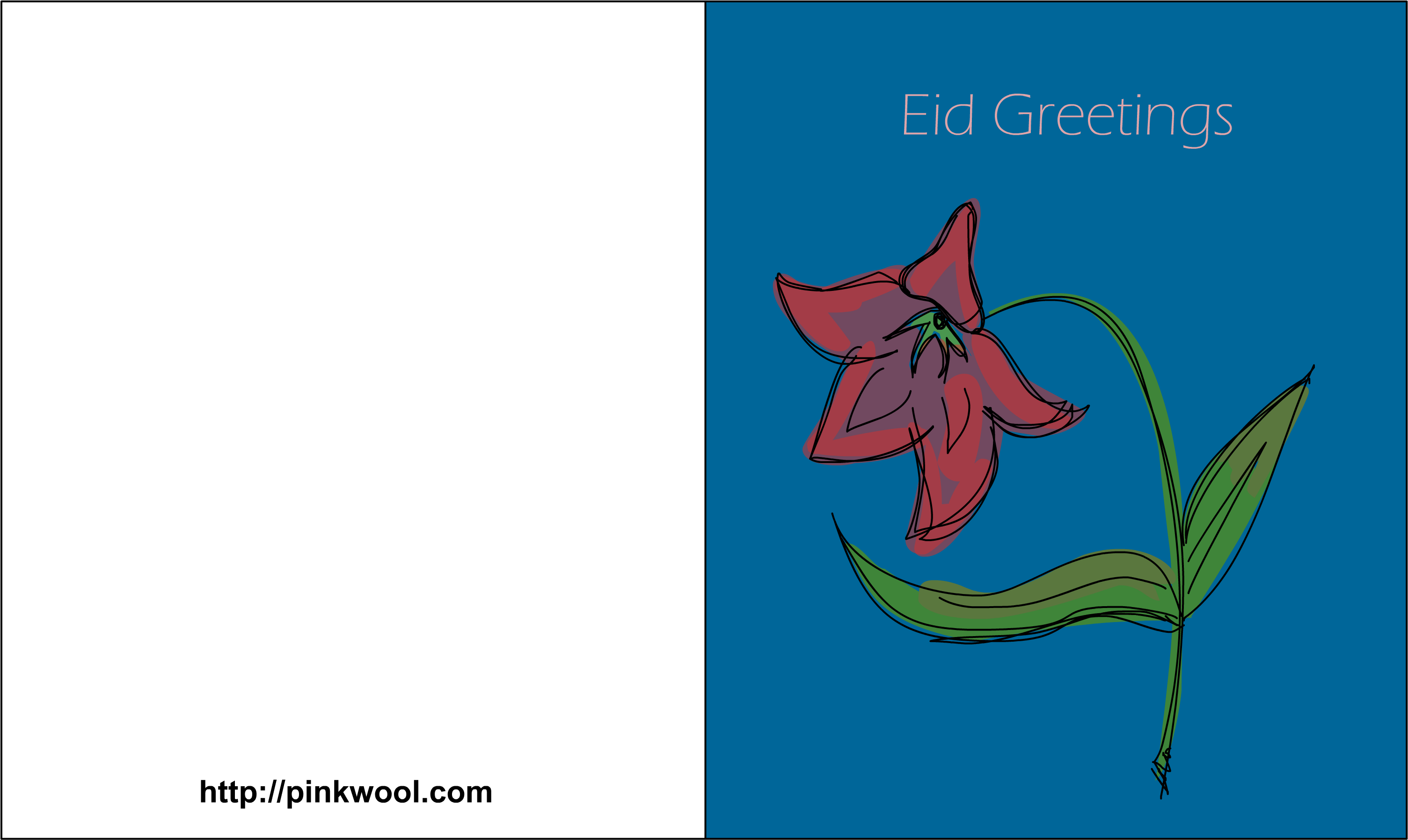 Free Printable Greeting Card For Eid - Illustration (3300x2550), Png Download
