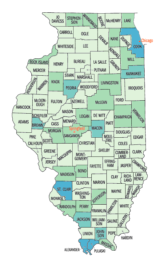 County Map Of Illinois (520x865), Png Download