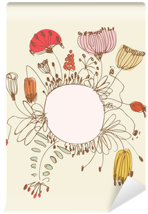 Hand Drawn Banner With Round Frame Wall Mural • Pixers® - Illustration (400x400), Png Download