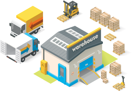 Gestion-almacenes - Isometric Warehouse Icon (570x390), Png Download