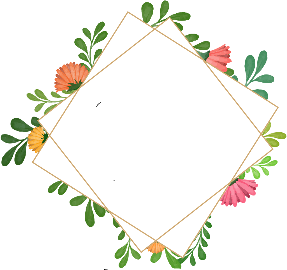Flowers Geometricshapes Geometric Frame Border Wreath - Watercolor Painting (1024x1024), Png Download