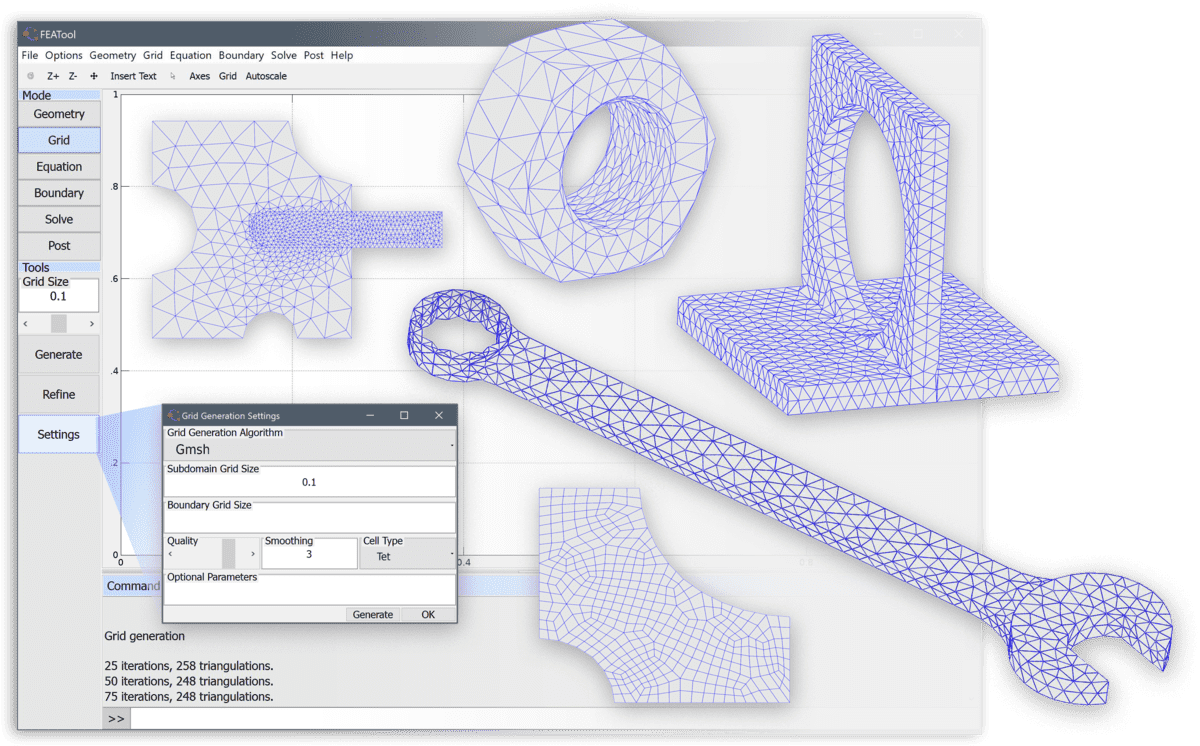 Matlab Grid And Mesh Generation With Gmsh And The Featool - Matlab Fea Mesh (1200x746), Png Download