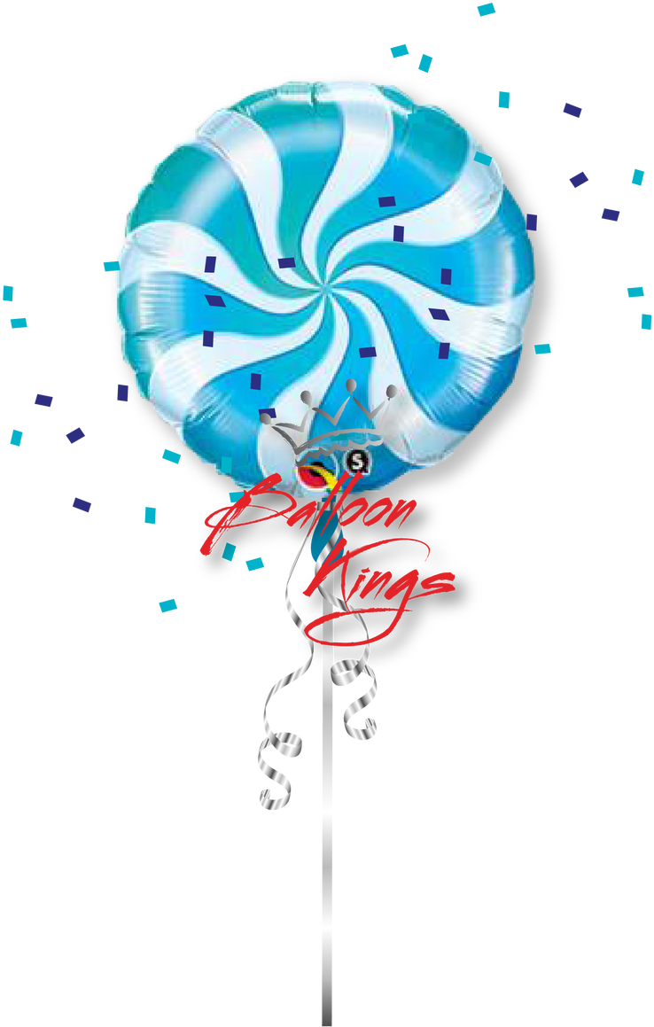 Candy Swirl Blue - 18" Round Candy Swirl Blue Balloons - Mylar Balloons (1063x1280), Png Download
