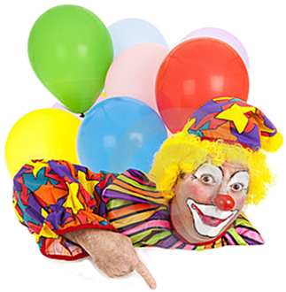 Kids Party Ideas - Clown With Balloons Png (400x357), Png Download