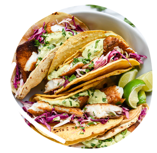 Galitos De Pescado Con Crema De Aguacate - Soft Fish Tacos (568x546), Png Download