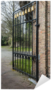 Black Wrought Iron Gate With Golden Decorations Sticker - Wallpaper (400x400), Png Download