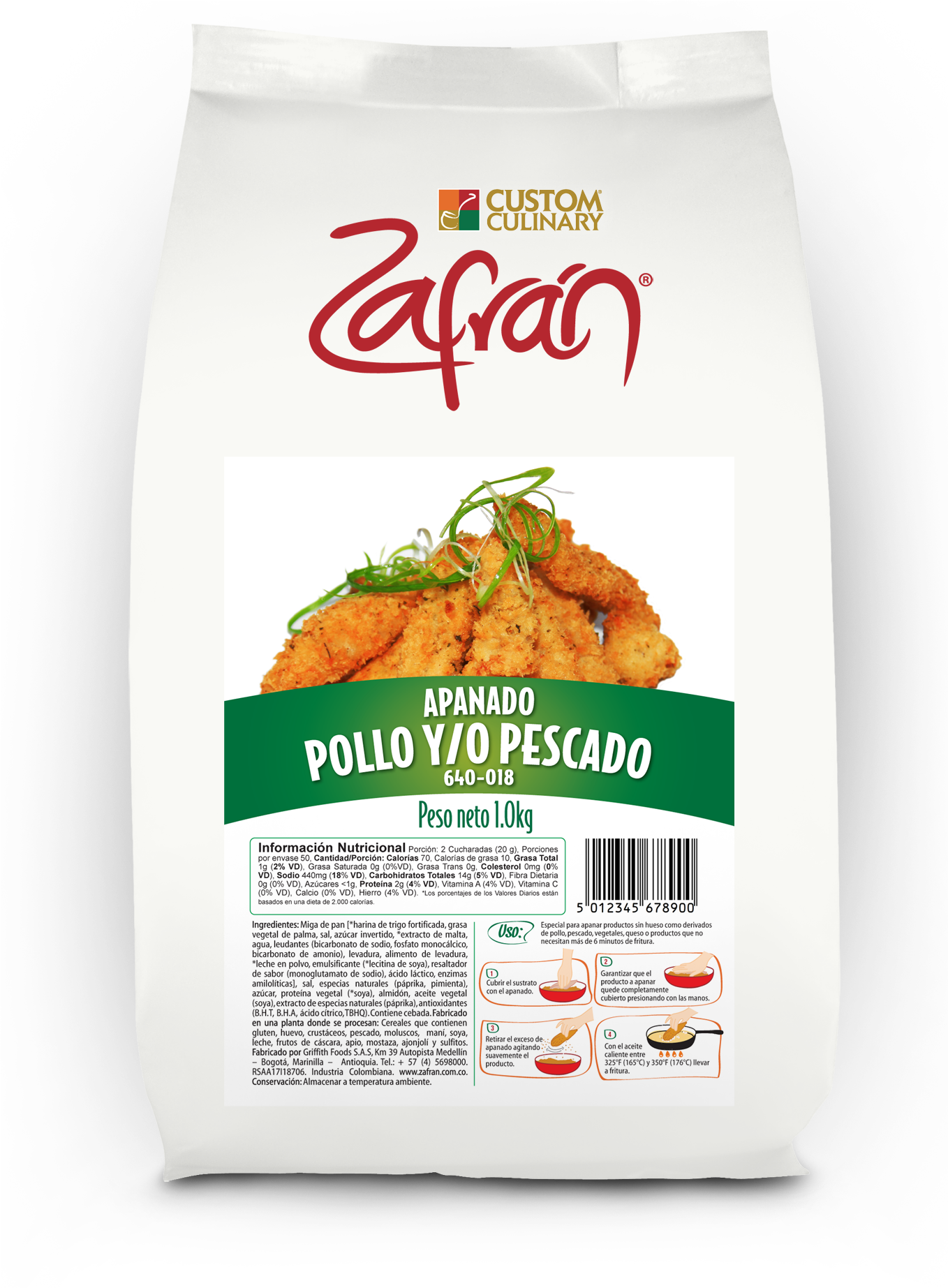 Apanado Pollo Y/o Pescado Bolsa Stand Up 1 Kg - Custom Culinary (1417x1890), Png Download