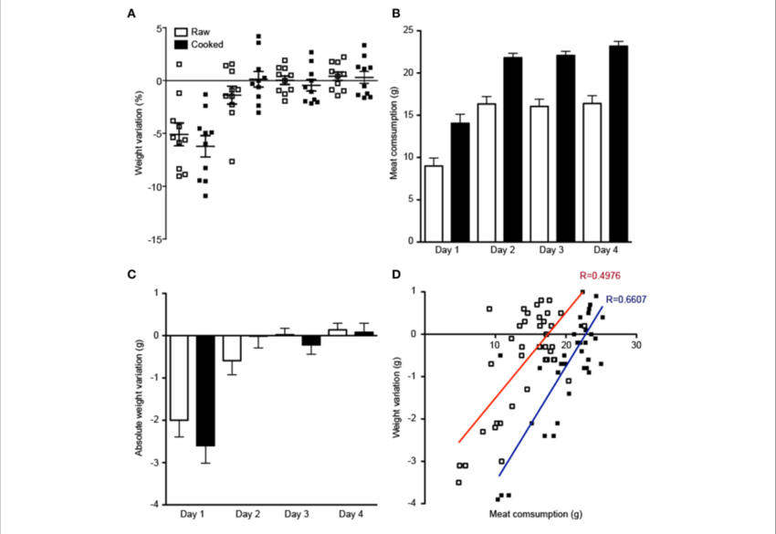 Relative Daily Weight Variation Of Mice Fed Exclusively - Raw Meat (850x585), Png Download
