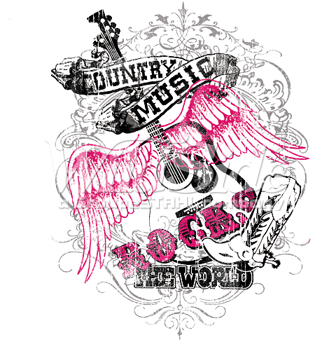 Winged Guitar With The Phrase 'country Music Rocks - Country Music Rocks Graphic (480x488), Png Download