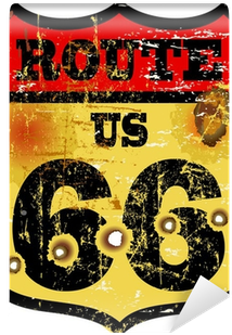 Vintage Route 66 Road Sign, Bullet Holes, Vector Illustration - U.s. Route 66 (400x400), Png Download