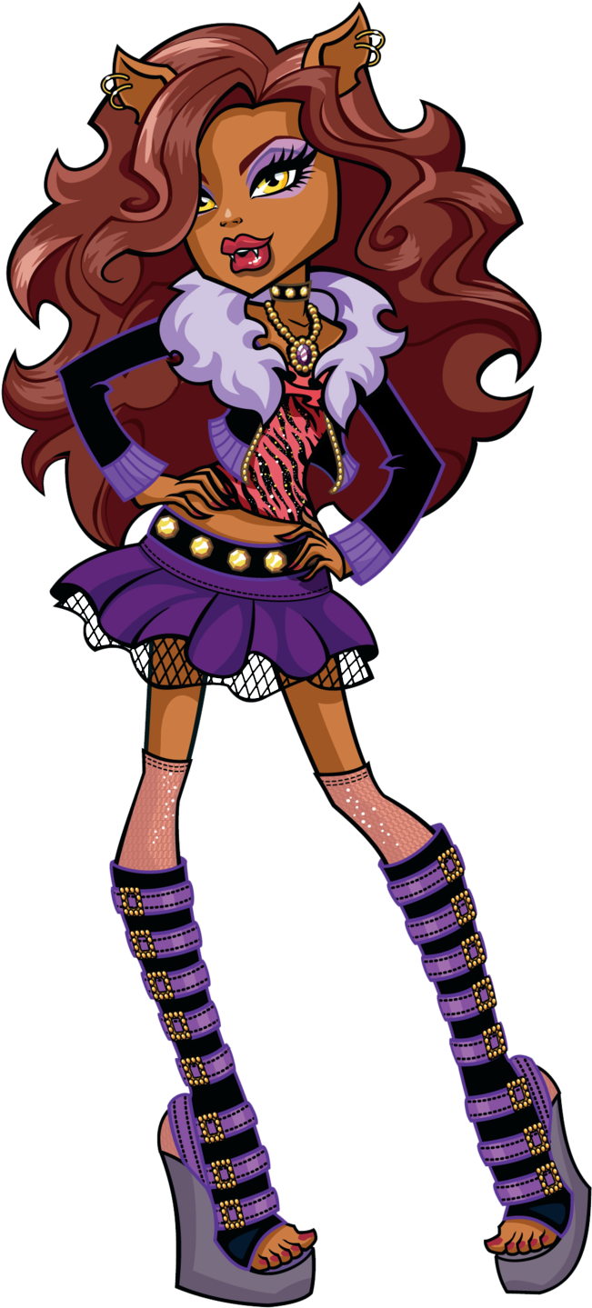 Confident And Fierce, She Is Considered The School's - Clawdeen Wolf Monster High Characters (718x1478), Png Download