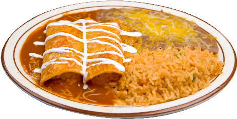 Enchilada Food - Rice And Beans Transparent (483x256), Png Download