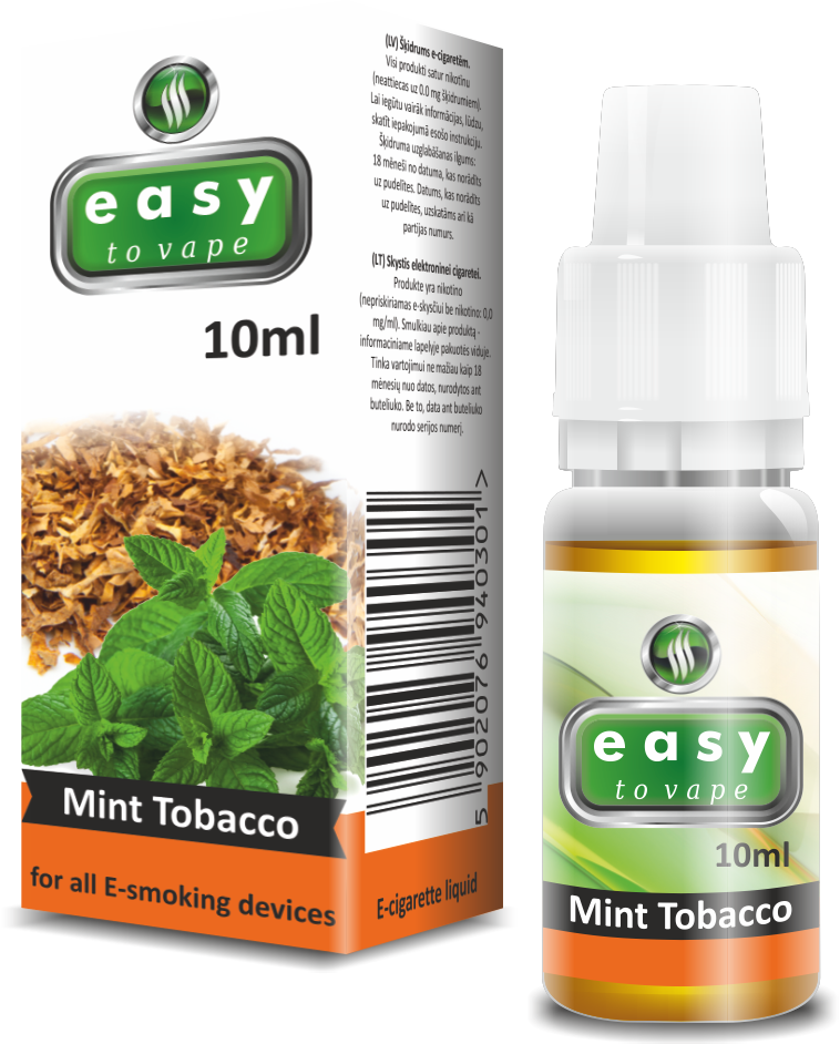 "easy" E Liquid Mint Tobacco 10 Ml E Juice - Liquid (758x942), Png Download