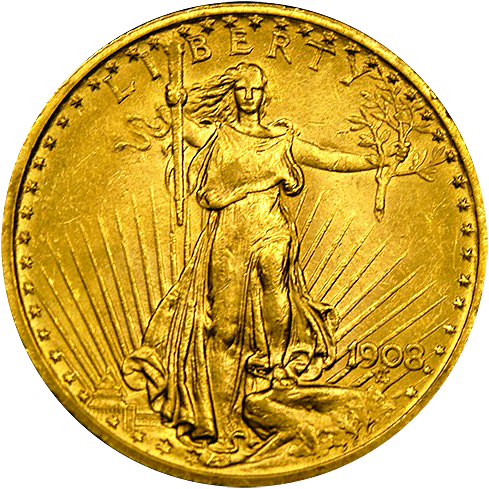 $20 Saint-gaudens Gold Coin - Gold Rare Coins Png (500x500), Png Download