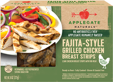 Fajita-style Grilled Chicken Breast Strips - Applegate Naturals Breakfast Sausage Patties, Chicken (400x400), Png Download