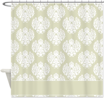 Light Tan Damask Pattern Shower Curtain - Pretty Brown Damask Pattern Shower Curtain (350x350), Png Download