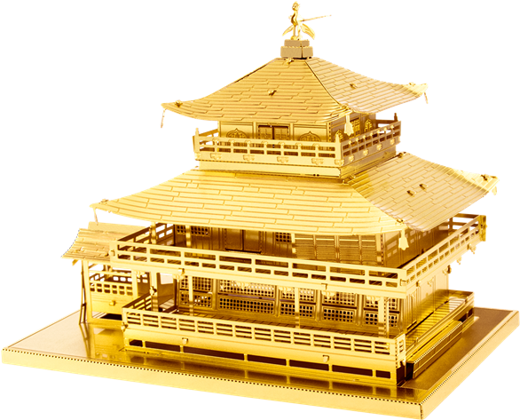 Picture Of Gold Kinkaku-ji - Fascinations Metalearth - Gold Kinkaku-ji (620x553), Png Download