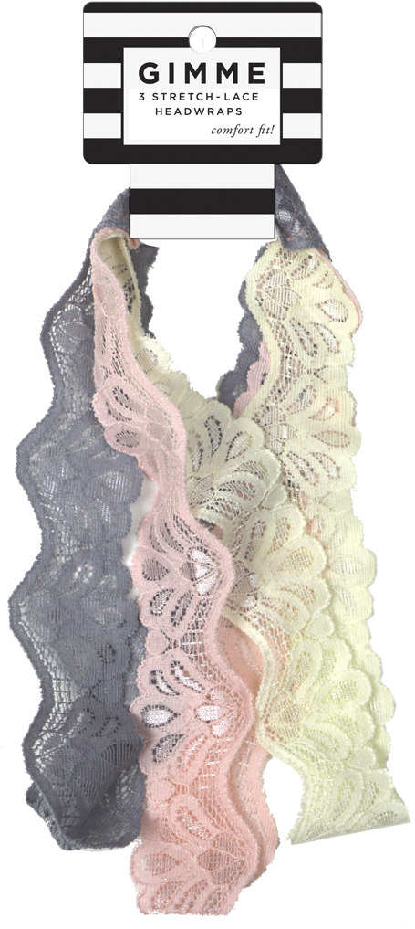 Gimme Lace Sheen Headbands, 3pc - Gimme Lace Head Wrap Cream, Pink/grey (1100x1100), Png Download