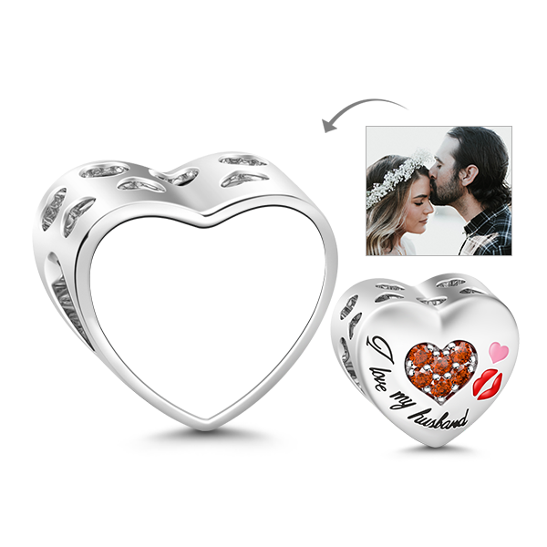 "i Love My Husband" Hollow Hearts With Red Lips 925 - Stilvolle Moderne Foto-save The Date Karte (600x600), Png Download