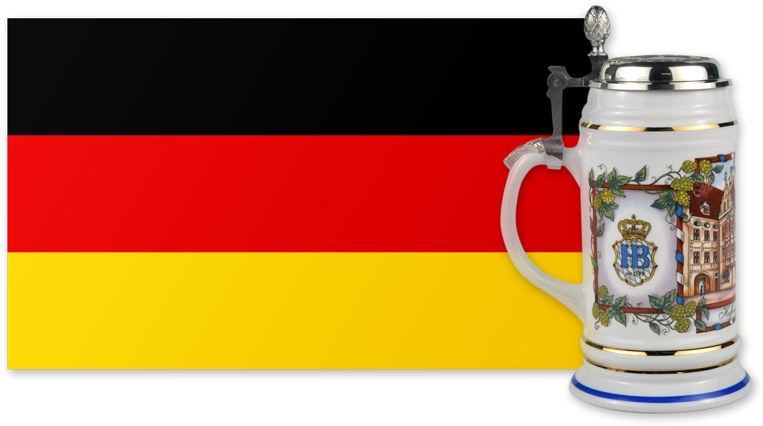 German Flag With Stein - Teapot (1500x887), Png Download
