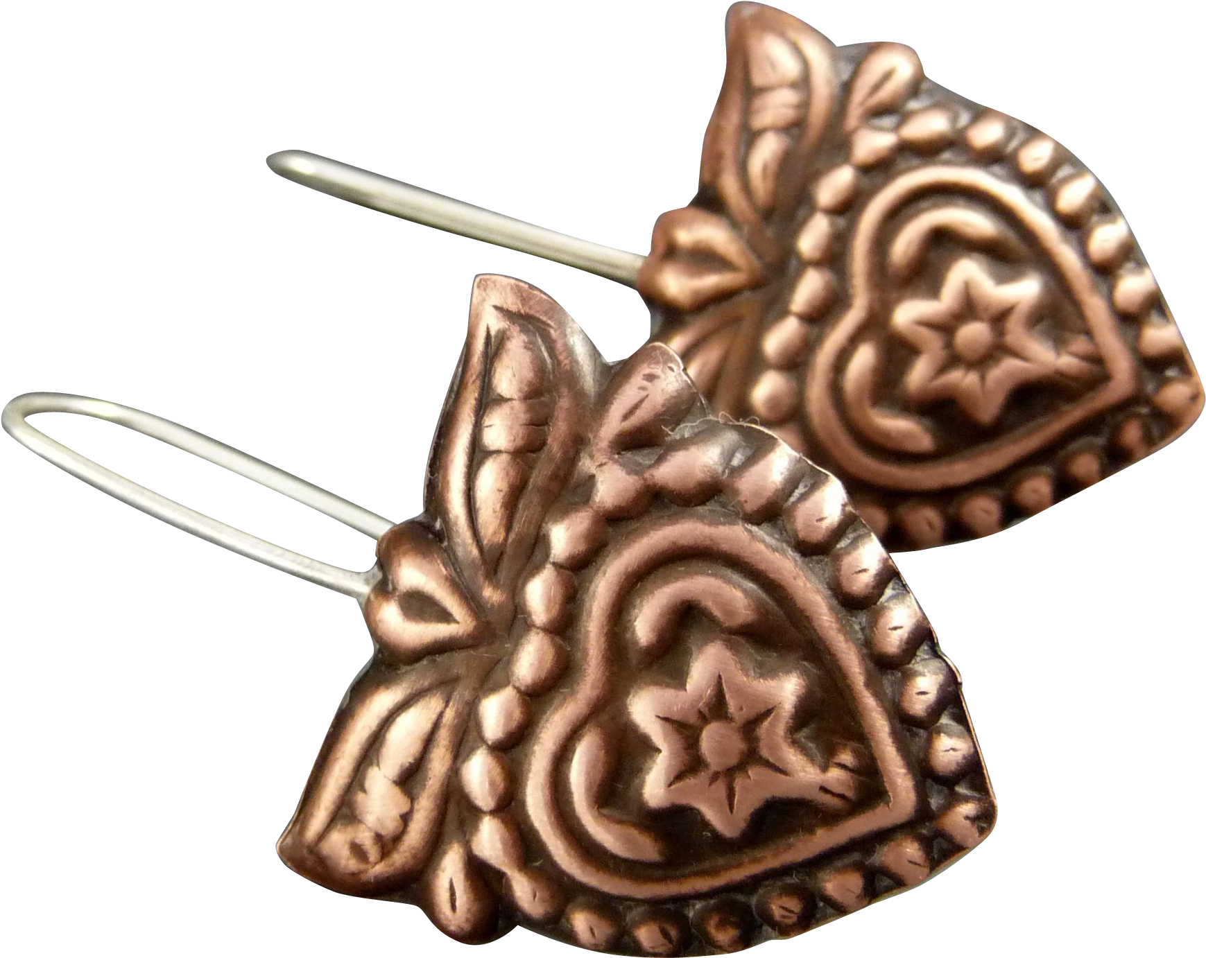 Copper Heart Earrings - Chocolate (1738x1738), Png Download