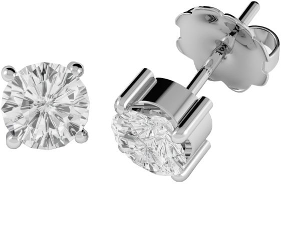Diamond Stud Earrings In 9ct White Gold With Round - Brilliant (560x560), Png Download