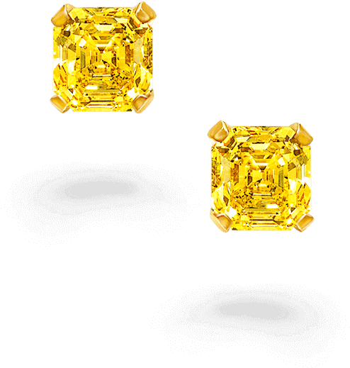 A Pair Of Classic Graff Square Emerald Cut Yellow Diamond - Ring (1000x1000), Png Download
