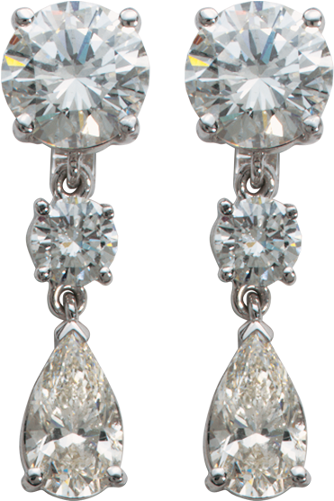 Diamond Studs With Pear Drop Earrings - Diamond Studs (586x612), Png Download