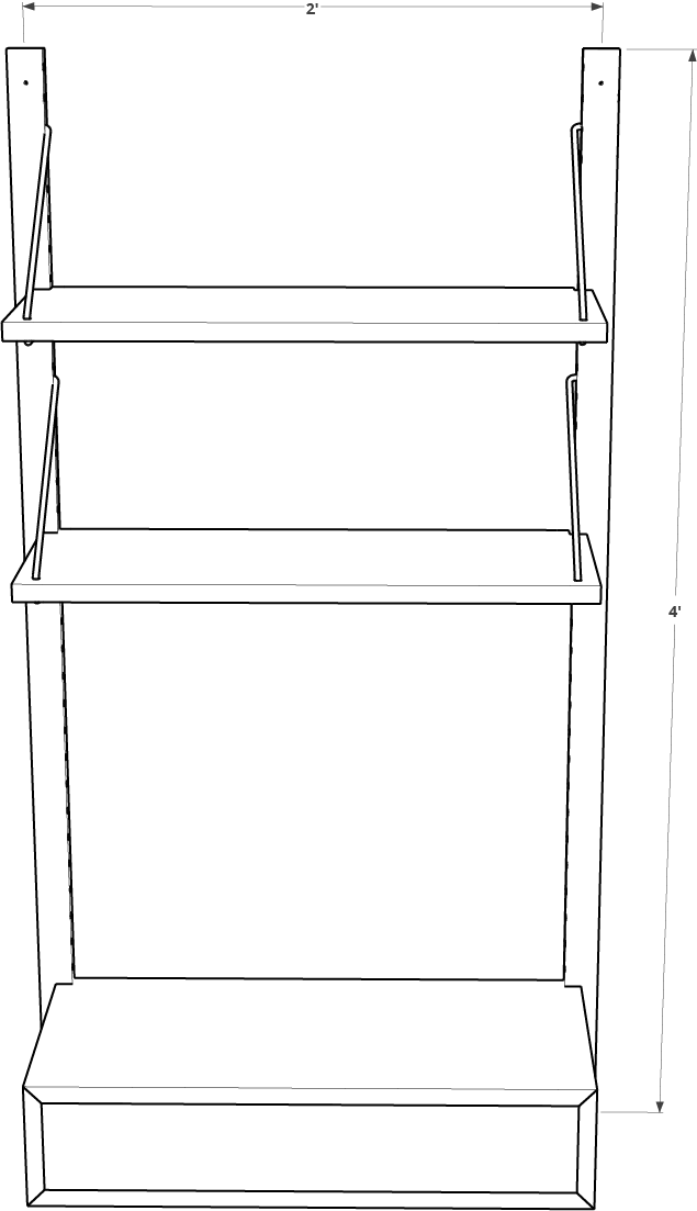 Bedroom - Small - Shelf (635x1103), Png Download