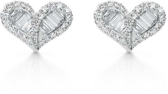 Earrings Tappered Heart Shape Diamond Stud Earrings - Earring (800x778), Png Download
