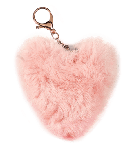 Picture Of Heart Furry Pom-pom Clip Pale Pink - Pom Keyring (550x550), Png Download