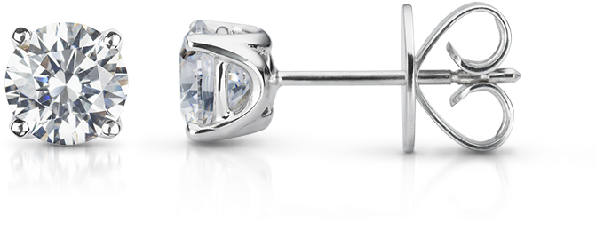 Earrings Classic Round Shape Diamond Stud Earring - Earrings (800x785), Png Download