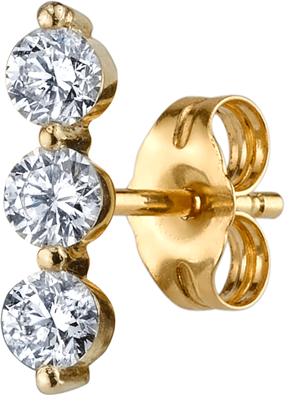 Triple Diamond Stud Earring - Earring (1800x1800), Png Download