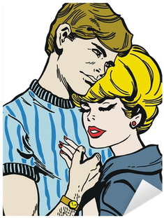 Ilustracion Con Una Pareja De Jovenes Sticker • Pixers® - Illustration (400x400), Png Download