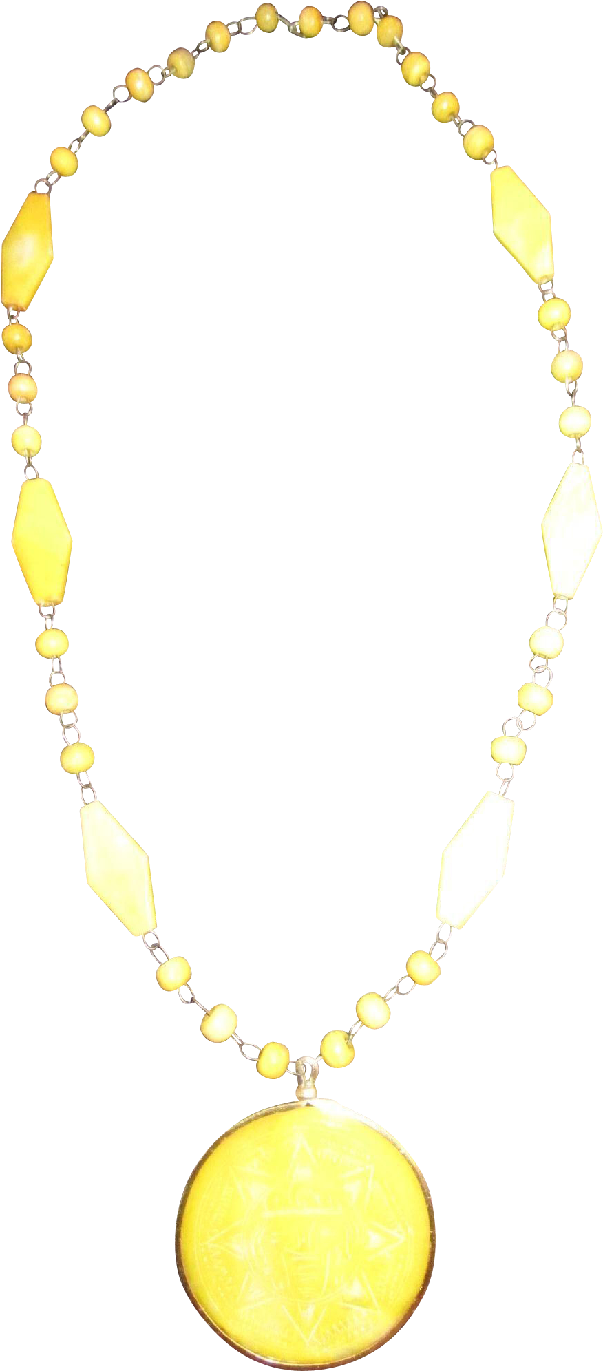 Lemon Yellow Sun Pendant Necklace Plastics Medallion - Necklace (1991x1991), Png Download