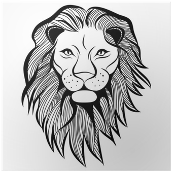 Lion Head Vector Png Download - Lion Sticker Wall Art, Black (400x400), Png Download